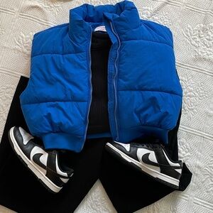 Butter-Melon Cropped Puffer Vest Cobalt/Royal Blue Medium